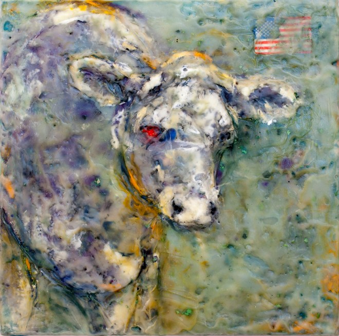 Tribute to Jasper Johns 9" x 9" by Susan Krieg