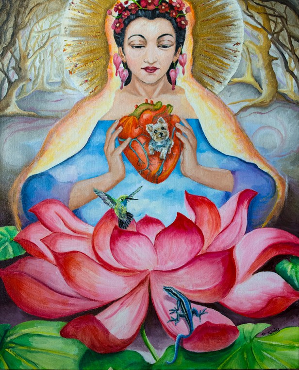 krieg painting titled kuan yin contemplates attachment