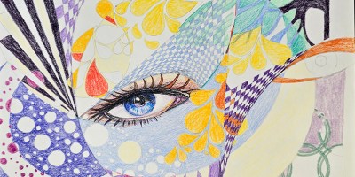 abstract design of colorful geometric based lines