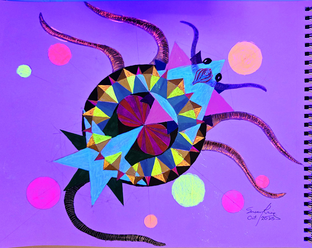 colorful design of bug shape in neon lighting