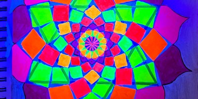 squares offset in neon paint