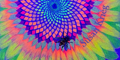 Geometric Sunflower in neon colors