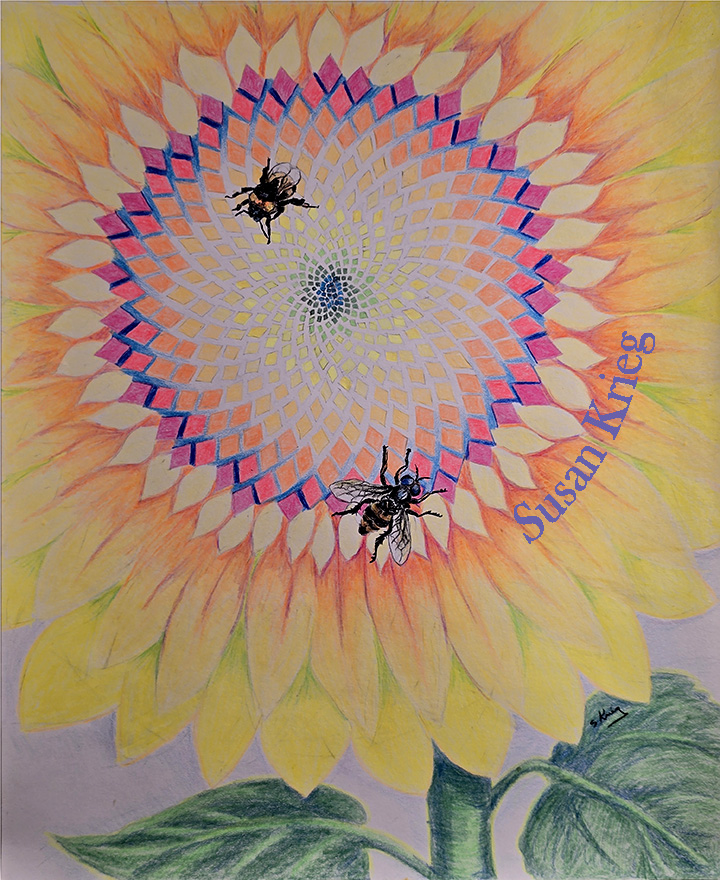 Geometric Neon Sunflower in Regular Light